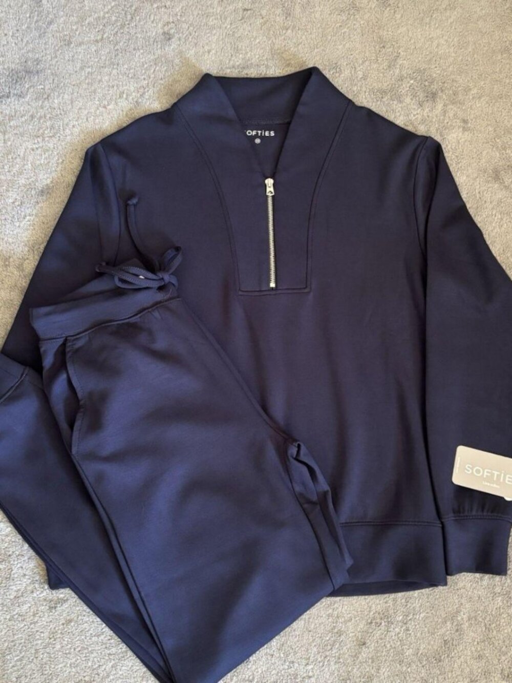 NWT Softies DreamTech 1/4 Zip Jogger Set Women's Large Midnight 2-Piece